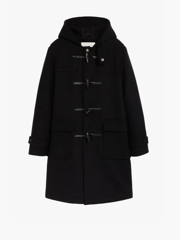 Long black duffle coat sale