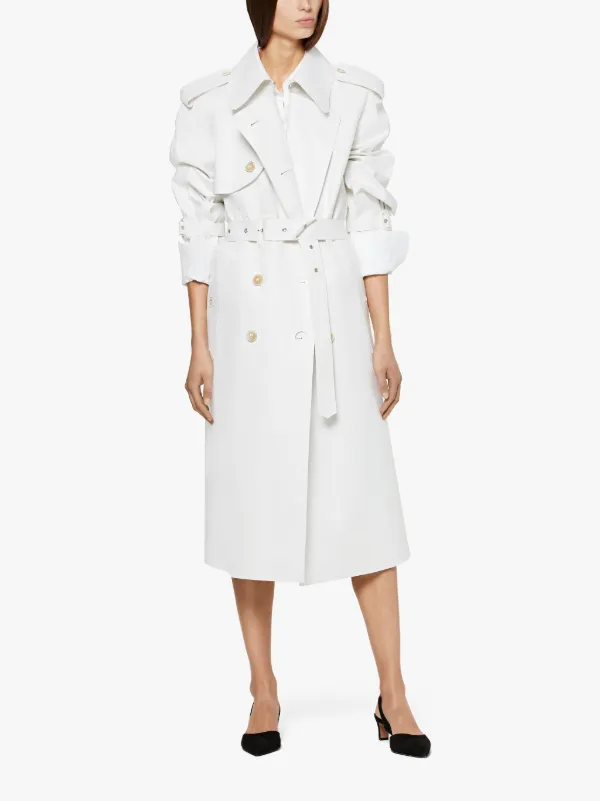 White Bonded Cotton Trench Coat