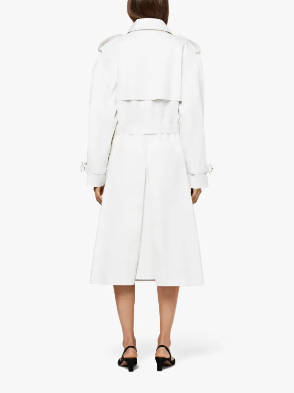 White Bonded Cotton Trench Coat