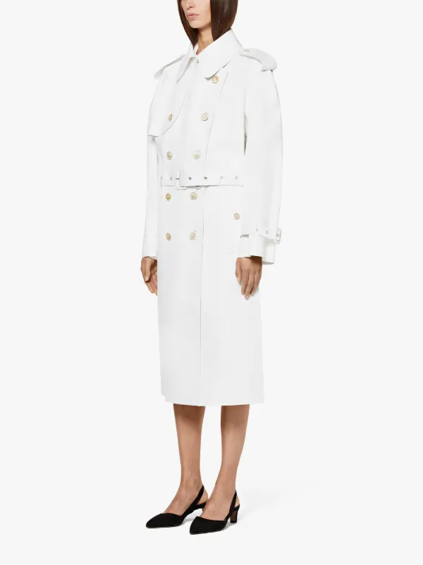 White Bonded Cotton Trench Coat