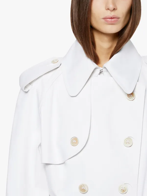 White Bonded Cotton Trench Coat