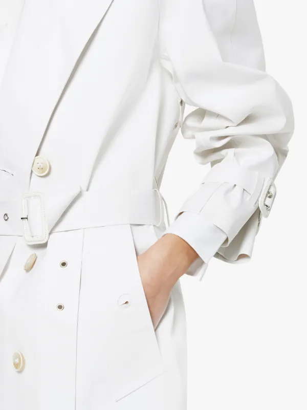 White Bonded Cotton Trench Coat