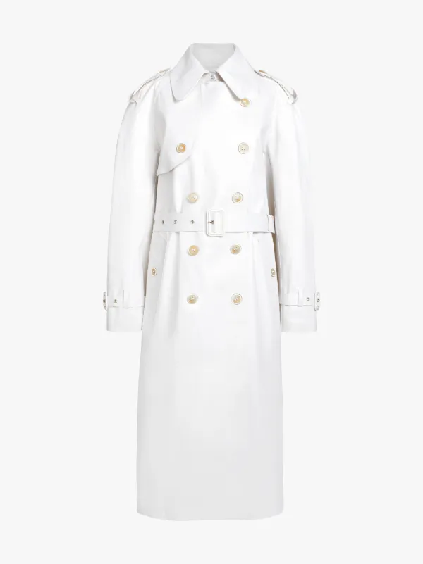 White Bonded Cotton Trench Coat