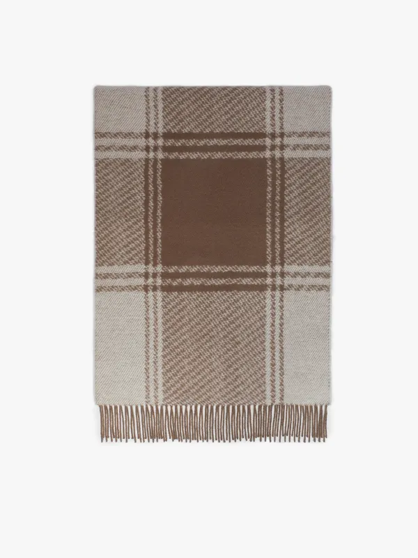 White & Brown Cashmere Blend Scarf | ACC-020