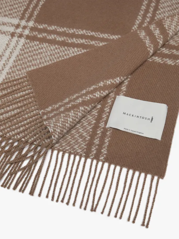 White & Brown Cashmere Blend Scarf | ACC-020