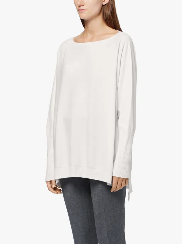 White Cashmere Oversized Wide Neck Sweater | LK-006