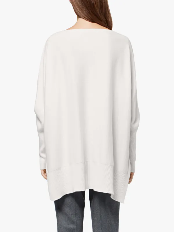 White Cashmere Oversized Wide Neck Sweater | LK-006