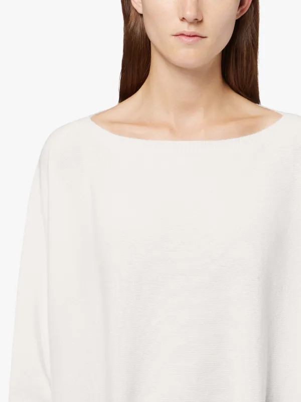 White Cashmere Oversized Wide Neck Sweater | LK-006