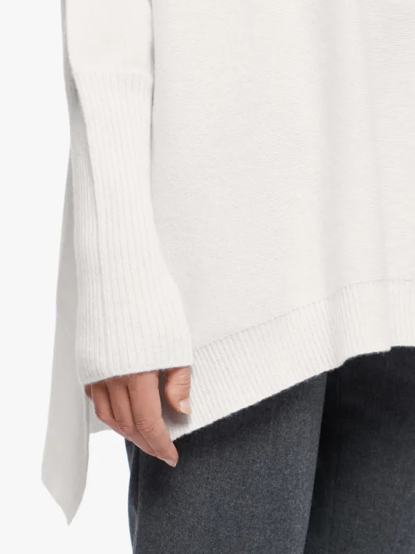 White Cashmere Oversized Wide Neck Sweater | LK-006