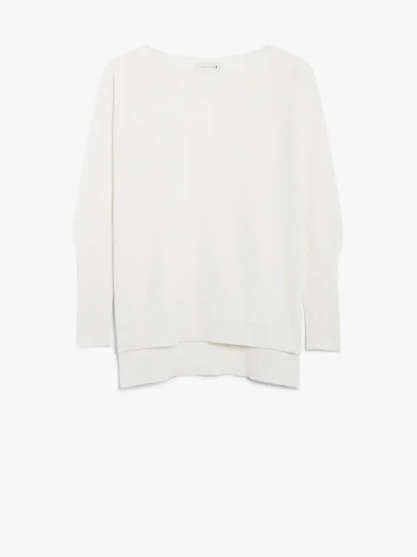 White Cashmere Oversized Wide Neck Sweater | LK-006