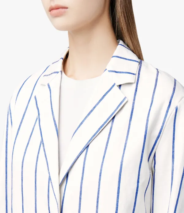 White Striped Linen Storm System Coat