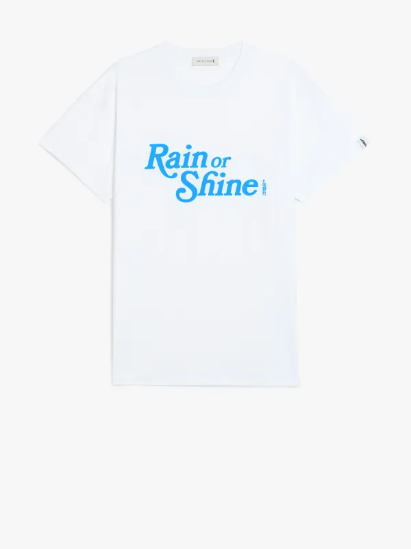 White x Blue Cotton RAIN or SHINE T-shirt