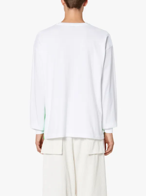 White x Green Cotton Long Sleeve T-Shirt | GJF-301
