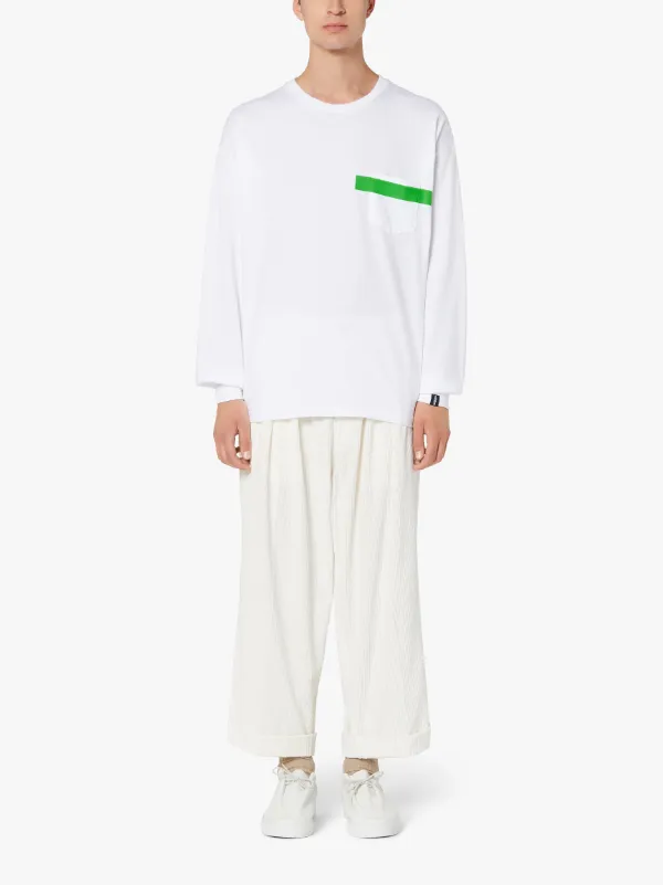 White x Green Cotton Long Sleeve T-Shirt | GJF-301