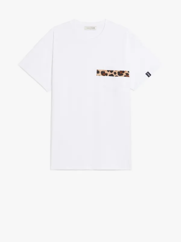 White x Leopard Cotton T-Shirt | GJM-206