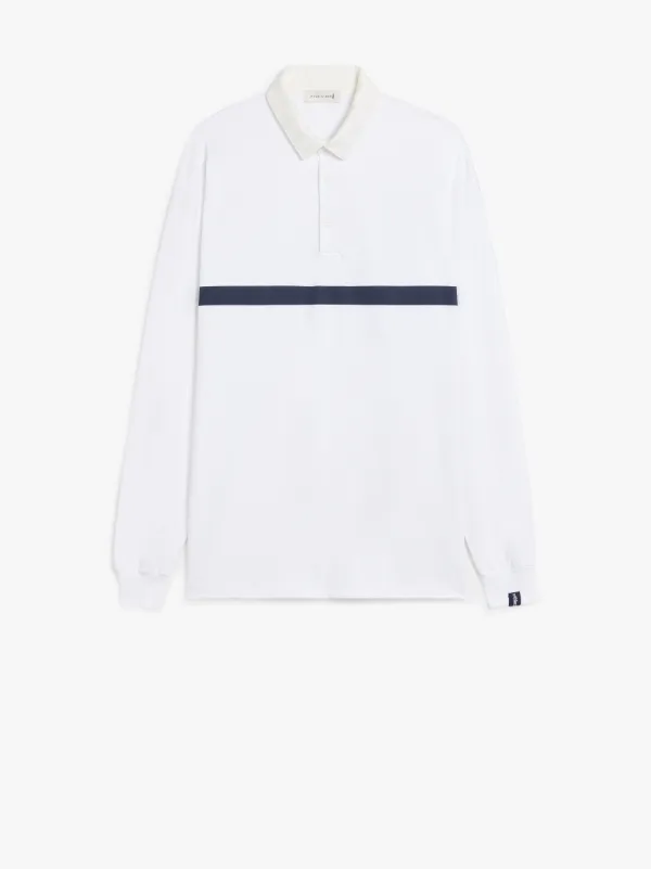 White x Navy Cotton Rugby Shirt | GJM-210