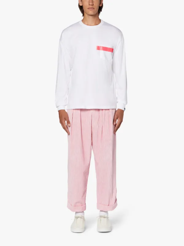 White x Pink Cotton Long Sleeve T-Shirt | GJF-301