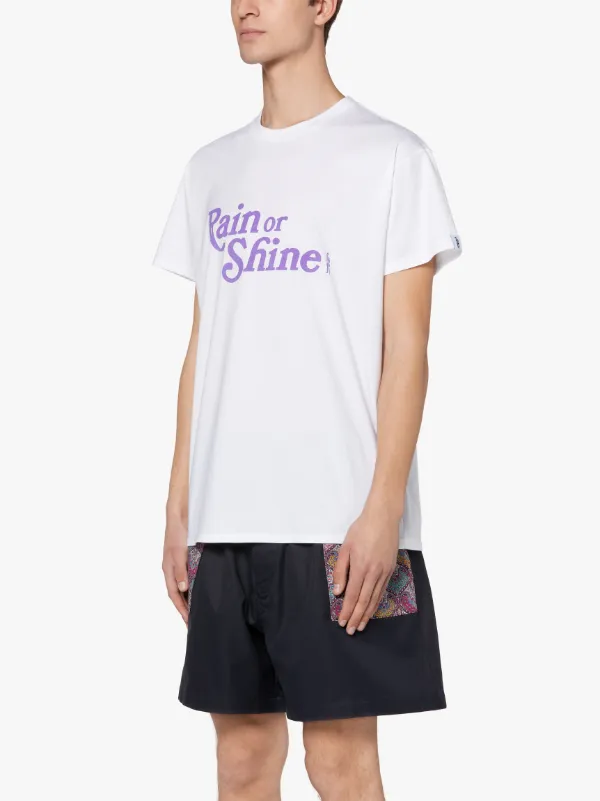 White x Purple Cotton RAIN or SHINE T-shirt