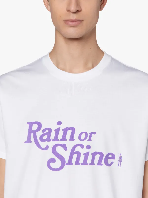 White x Purple Cotton RAIN or SHINE T-shirt