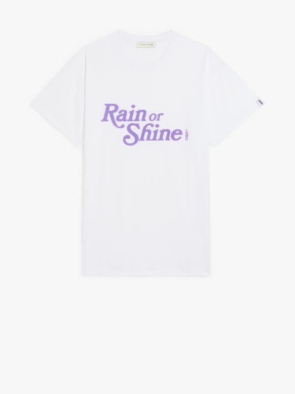 White x Purple Cotton RAIN or SHINE T-shirt