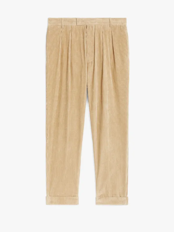 WILDE Beige Linen & Cotton Corduroy Trousers | GTC-100C