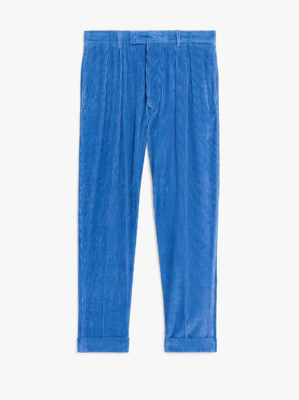 WILDE Blue Linen & Cotton Corduroy Trousers | GTC-100C