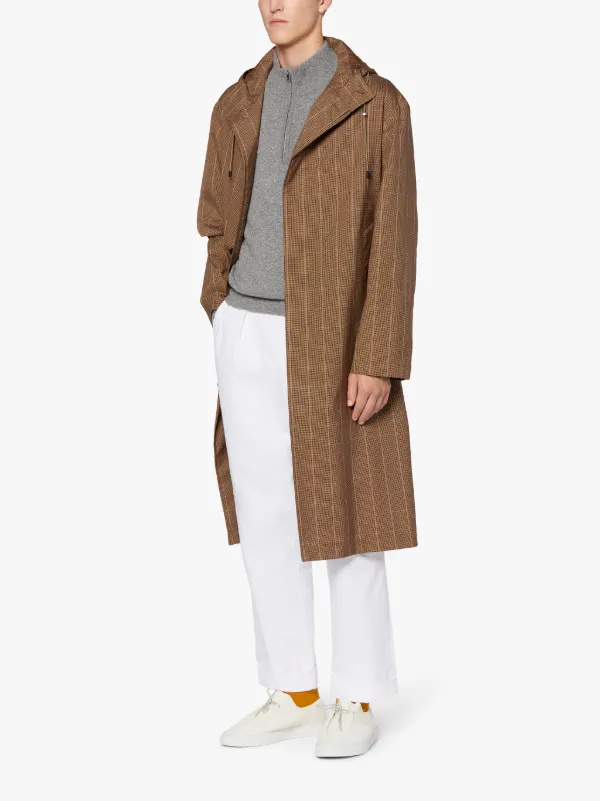 Checked hooded clearance coat