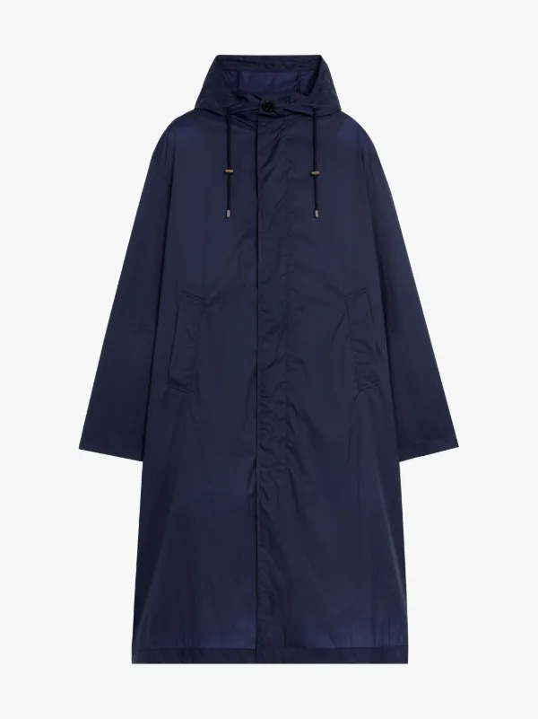 WOLFSON Navy Nylon Hooded Coat | GMM-219