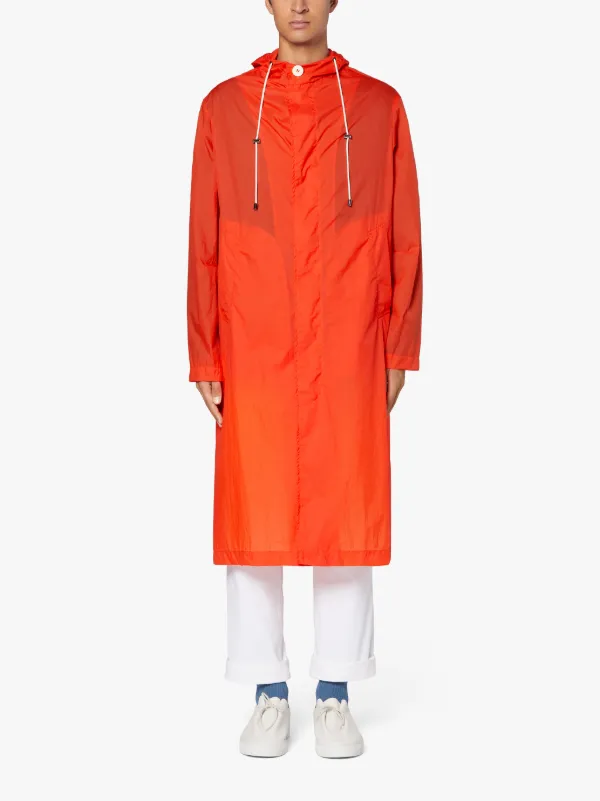 WOLFSON Orange Nylon Hooded Coat | GMM-219