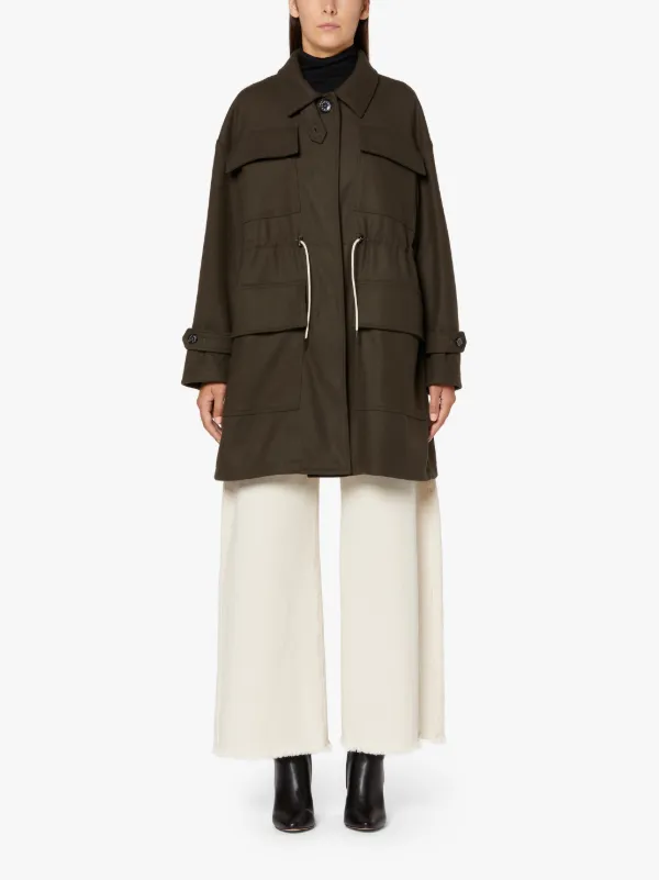 WOODHILL Dark Olive Wool Short Coat | LM-1094