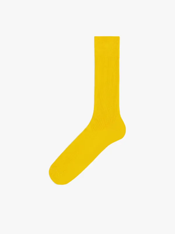 Yellow Cotton Blend Socks