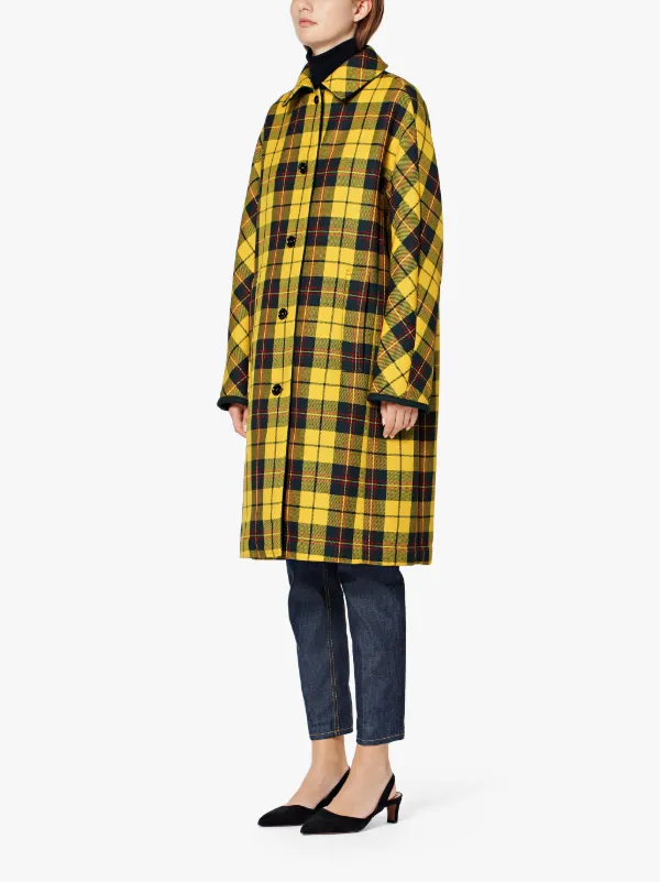 Yellow Tartan Wool & Silk Coat LM-079