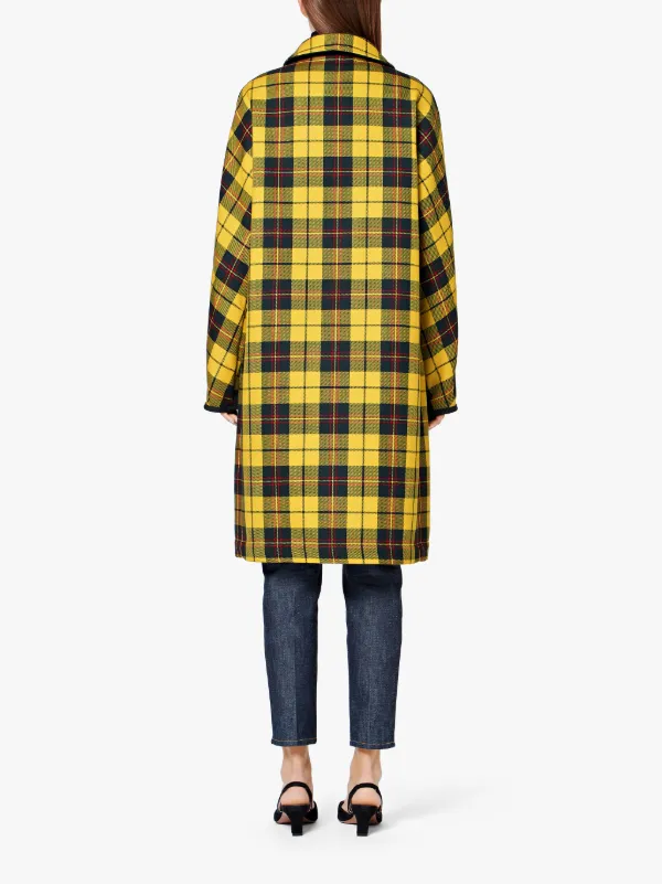 Yellow Tartan Wool & Silk Coat LM-079