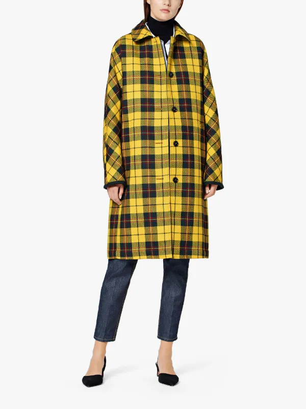 Yellow Tartan Wool & Silk Coat LM-079
