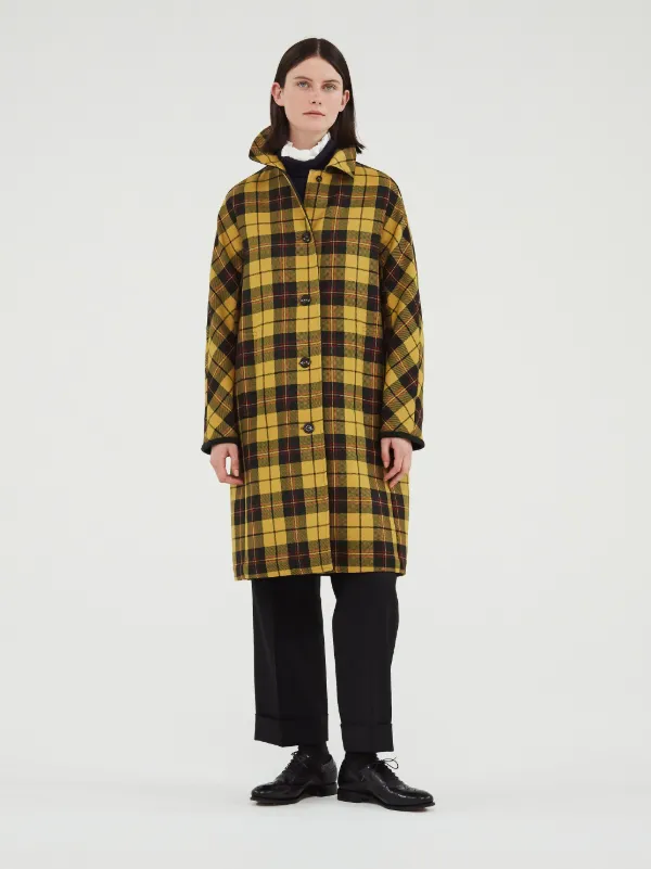 Yellow Tartan Wool & Silk Coat LM-079