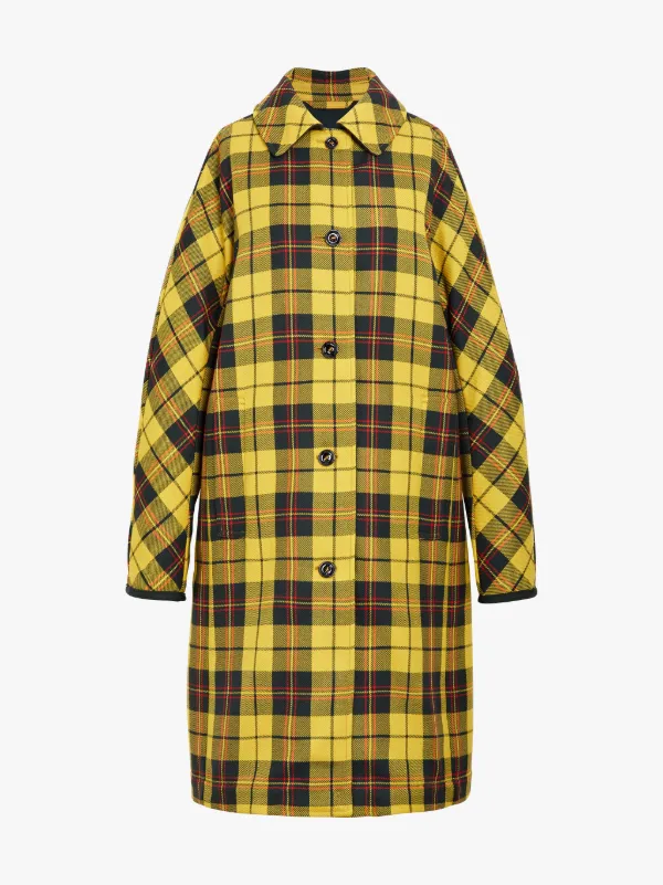 Yellow Tartan Wool & Silk Coat LM-079