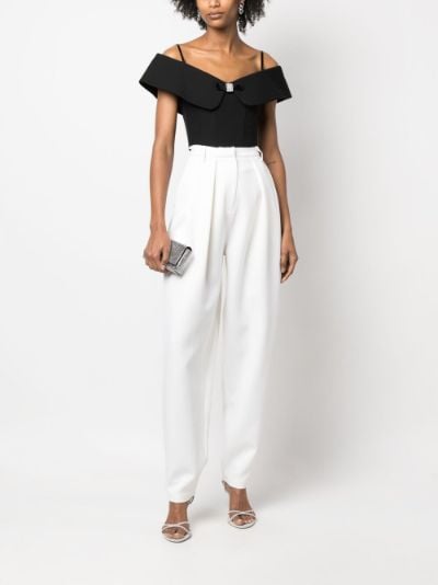 Tailored Wide Waistband Tapered Trousers