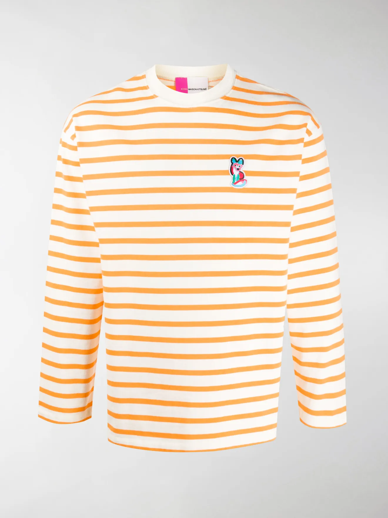 embroidered patch T-shirt orange | MODES