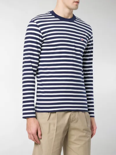 Maison Kitsuné striped T-shirt blue | MODES