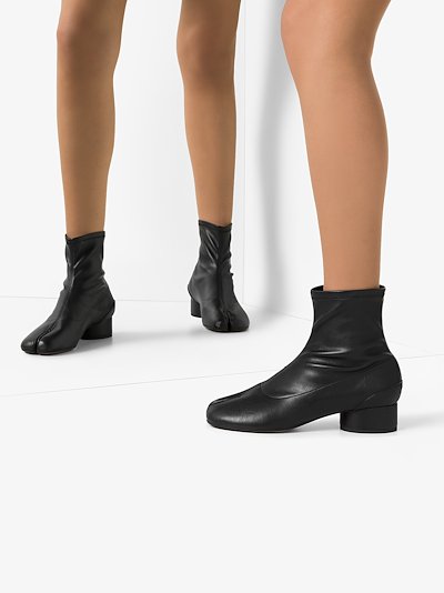 maison margiela black mid heel tabi boots
