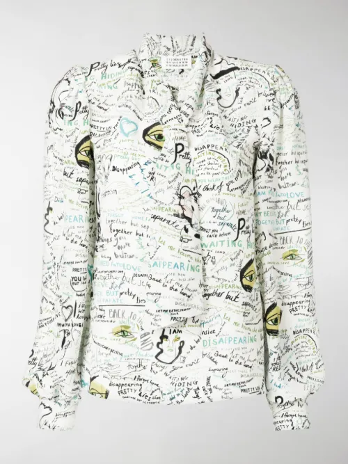 Maison Margiela - Blusa stampata con fiocco