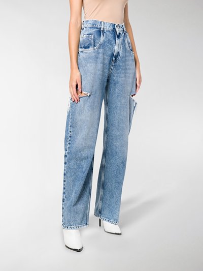 Maison Margiela Cut Out Detail Jeans Blue Cotton Modes