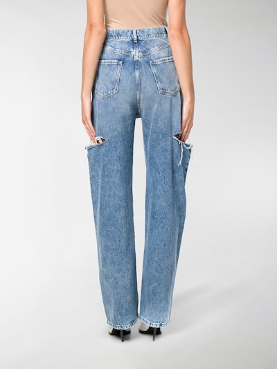 Maison Margiela Cut Out Detail Jeans Blue Cotton Modes