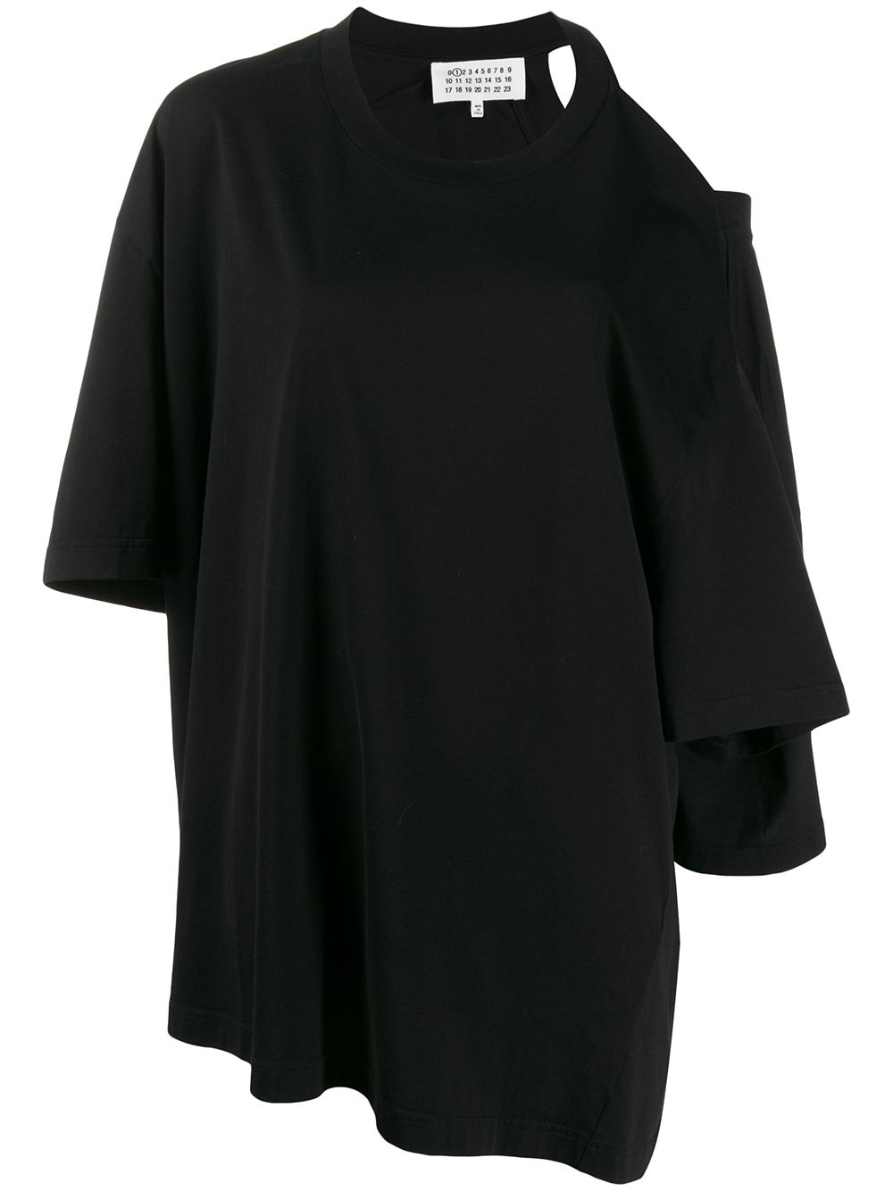 black shirt with shoulder cutouts