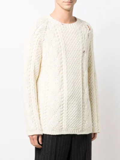 distressed-finish cable-knit jumper | Maison Margiela | Eraldo.com