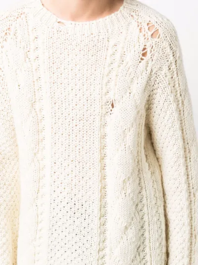 distressed-finish cable-knit jumper | Maison Margiela | Eraldo.com