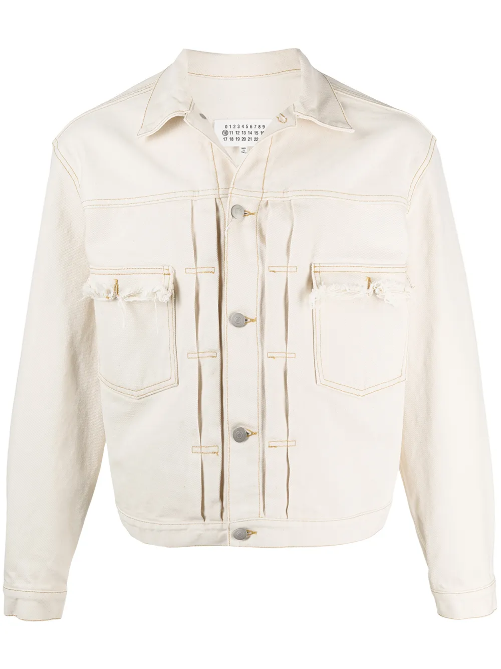 frayed white denim jacket