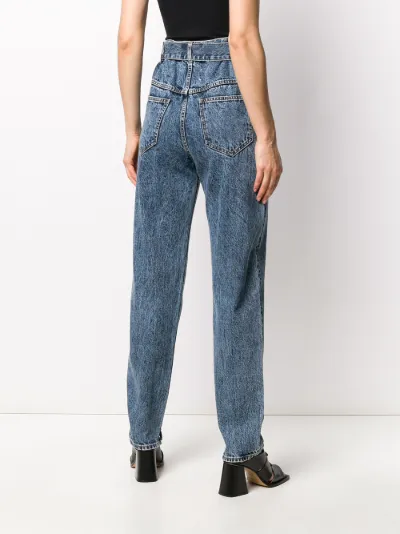 High waisted belted sales jeans