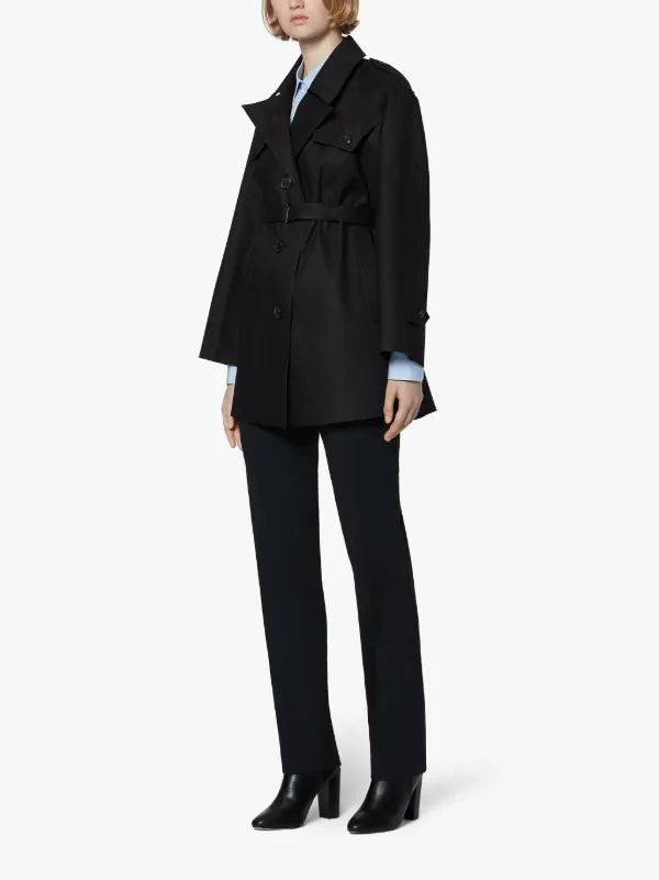 MAISON MARGIELA Black Bonded Cotton Short Single-Breasted Trench Coat