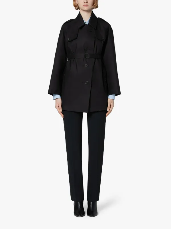 MAISON MARGIELA Black Bonded Cotton Short Single-Breasted Trench Coat